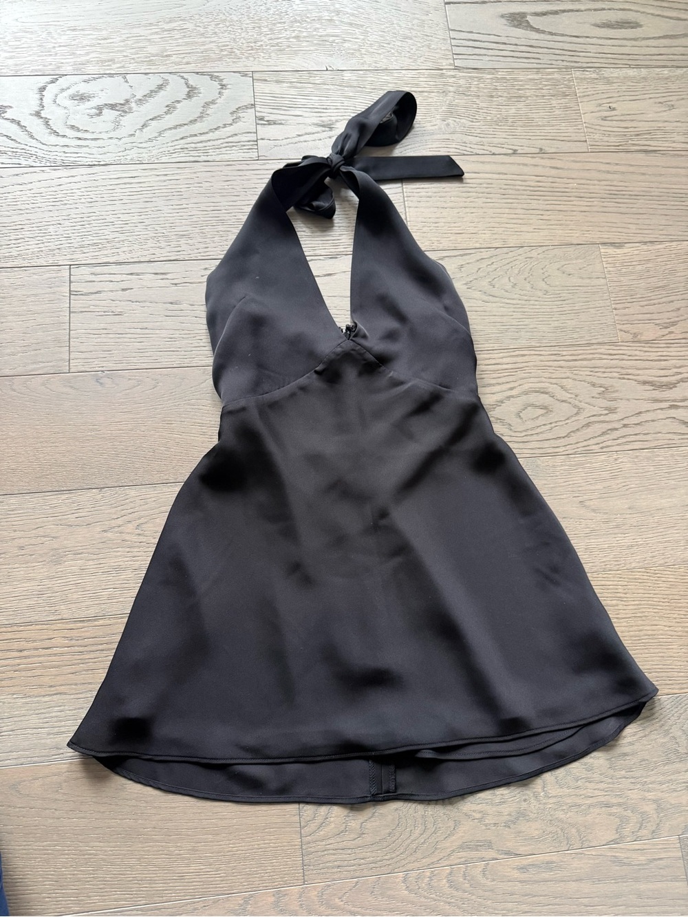 Aritzia Black Halter Tie-Back Mini Dress
